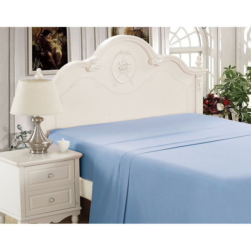Drap plat en rayonne de bambou de toutes les saisons, Marina, Bleu clair, Drap plat grand