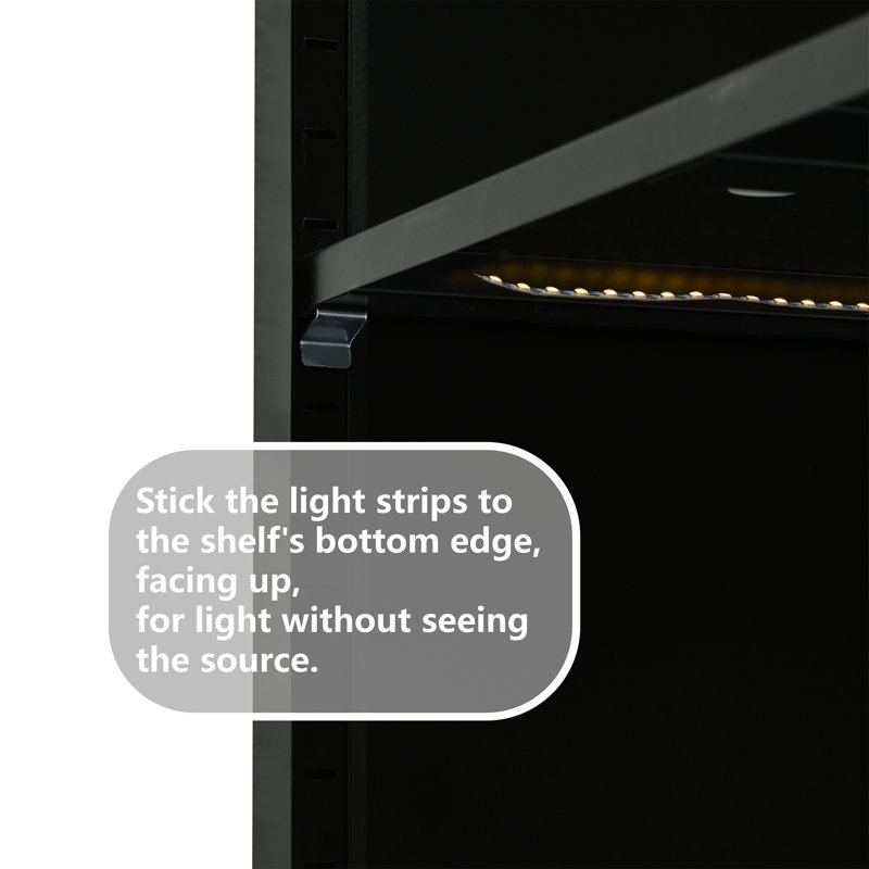 Vitrine de 67,25 po de hauteur avec lumières à DEL et portes en verre, armoire de rangement pour objets de collection, noir
