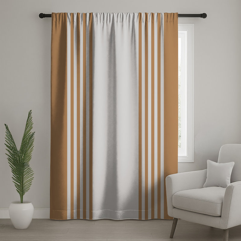 Rideaux de fenêtre à rayures beige et blanc à rayures - 1 panneau, 50" x 80" - 1 Panel, Sheer