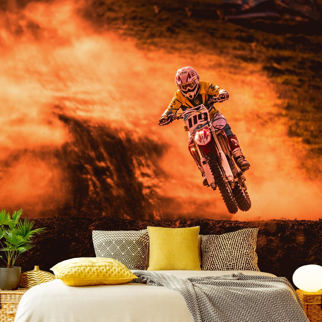 Strukturierte Tapete Motocross in the Mud 1,92 m x 192 cm