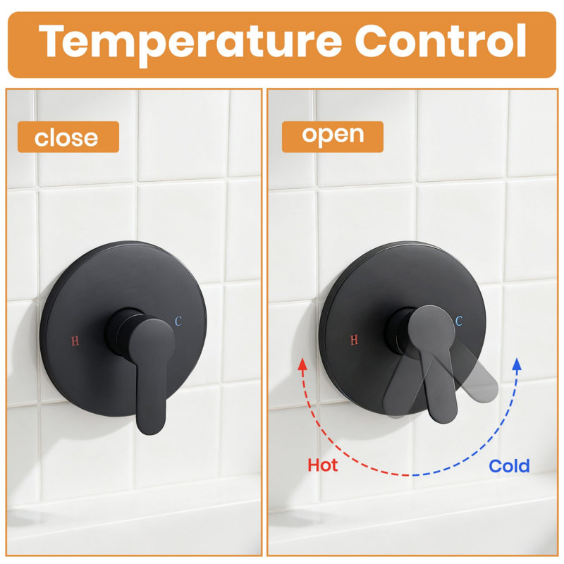 Faucet Modern Matte Black Shower Faucet, Tub And Shower Trim Kit With Single-spray Touch-clean Black Shower Round Head, Matte Black (valve Not Included)