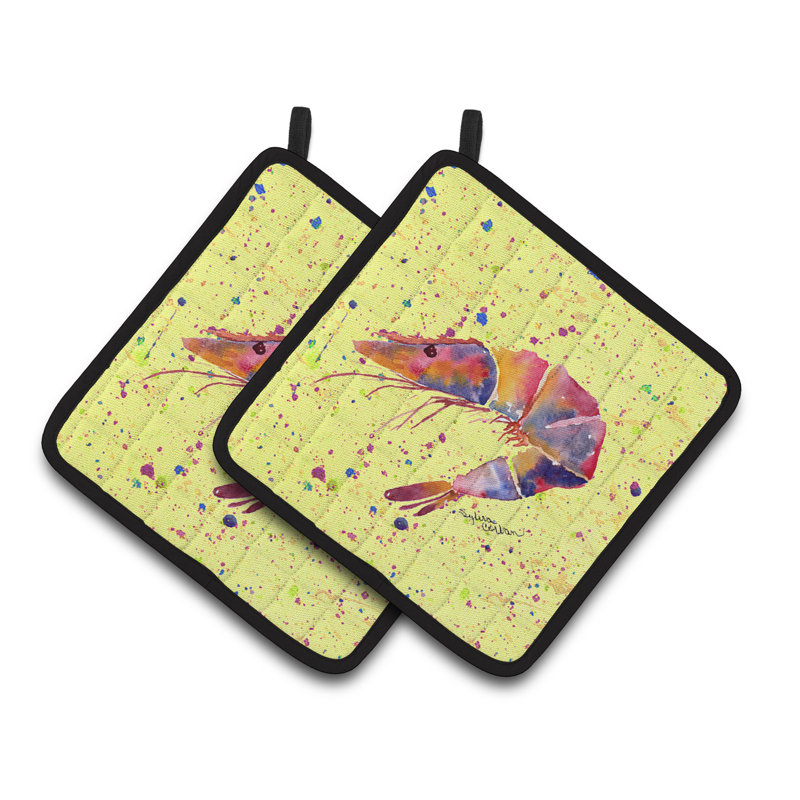 Longshore Tides Mercedes Polyester Potholder, Yellow/Pink