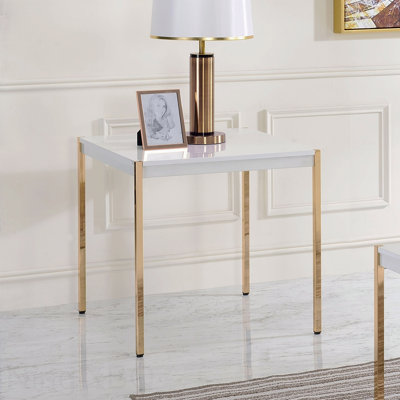 Square Top End Table With Metal Legs