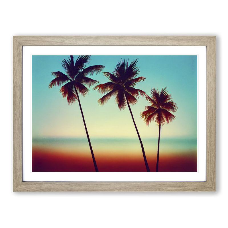 Classic Palm Trees - Framed Print, 34cm H x 46cm W x 2cm D, Oak