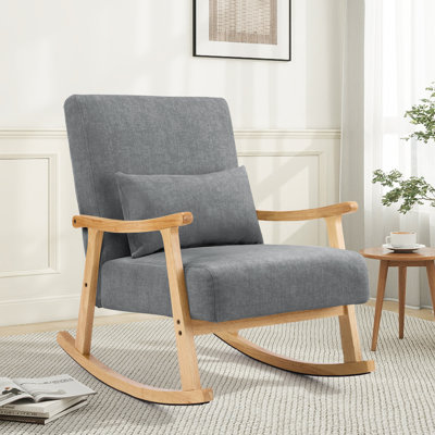 Chaise berçante à bascule rembourrée et moderne avec pieds en bois et fauteuil à bascule