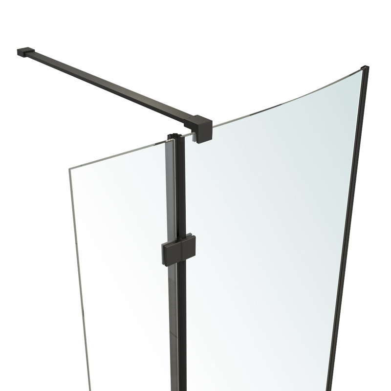 60'' Black Framed Glass Shower Enclosure with Acrylic Base