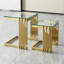 Ensemble de 2 tables basses dorées, plateau en verre trempé avec structure en acier inoxydable 201, table basse moderne pour le salon et la chambre à coucher