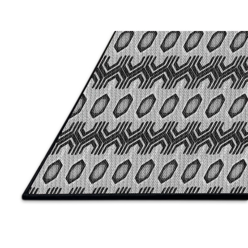 Tapis noir/gris tissé à la machine, Rectangle 5 pi x 7 pi