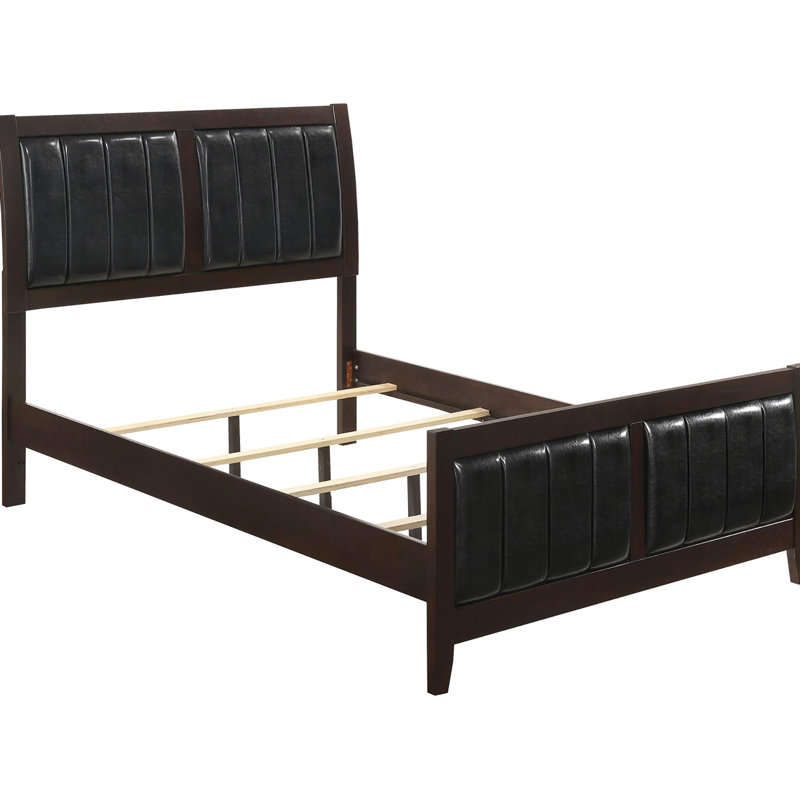 Grand lit à panneau en cappuccino et noir - Fabrication pour une tête de lit moderne et confortable, Grand lit, Brun / Noir