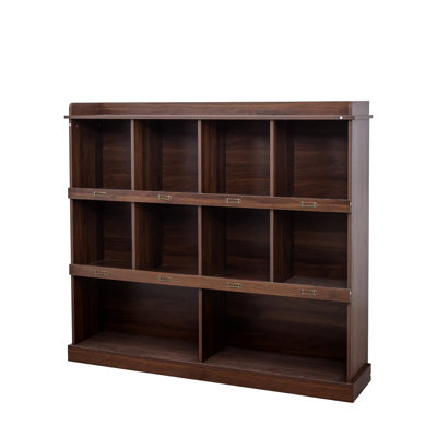 Bibliothèque à 10 tablettes dans une magnifique teinte noyer - Présentez et rangez vos livres, photos et objets de collection.