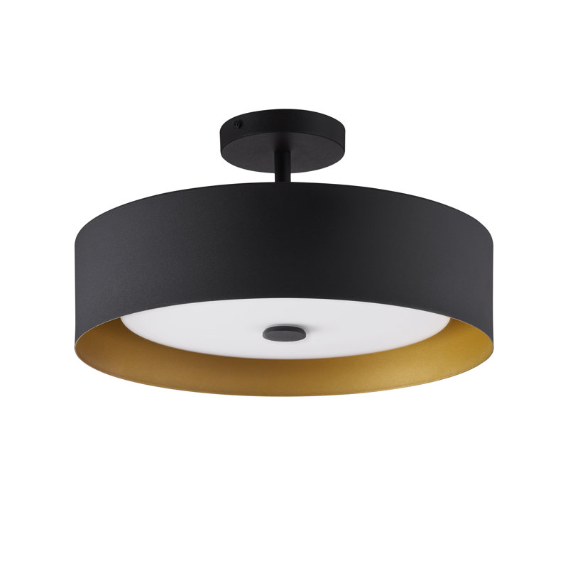 Plafonnier semi-encastré 3 lumières 15,75 po Hud, Noir / or