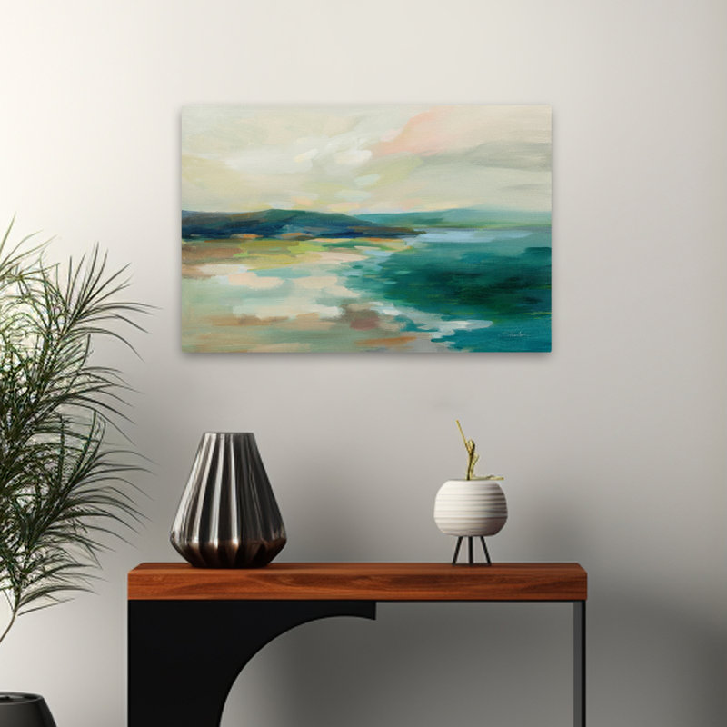 Lac Pastel - nuages abstraits bleu-brun, H 24 po x l 16 po