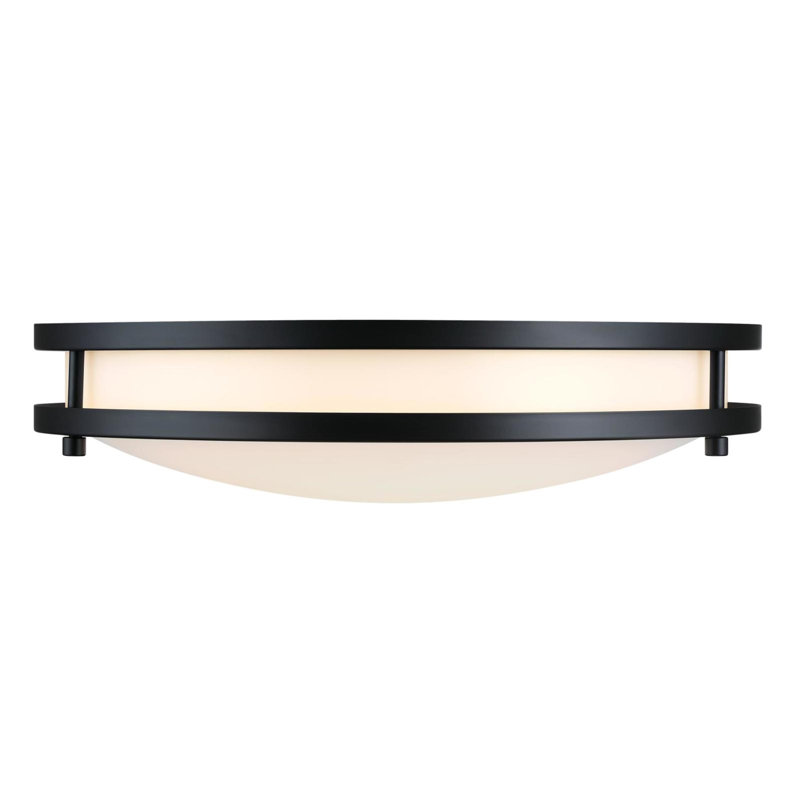 16 Inch 23 Watt LED Indoor Flush Mount Ceiling Fixture with Color Temperature Selection, Frosted Acrylic Shade, Matte Black
