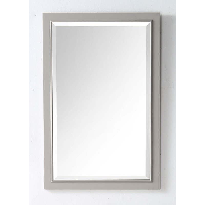Carminda Solid Wood Rectangle Wall Mirror, Warm Grey, 30" H x 20" W