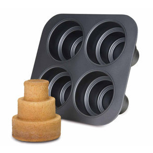 Chicago Metallic 4 Cup Non-Stick Carbon Steel Muffin Top Pan with Lid