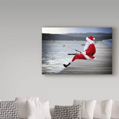 «Santa Fishing» par Yareny, reproduction de photo sur toile tendue
