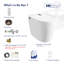 Toilette intelligente allongée sans réservoir avec lavage de bidet, siège chauffant, chasse d'eau puissante de 1,28 gallon par chasse, séchoir à air chaud, chasse d'eau à capteur de pied et veilleuse (télécommande incluse)