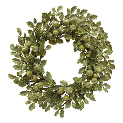 HOLLY LEAF WITH PODS WREATH