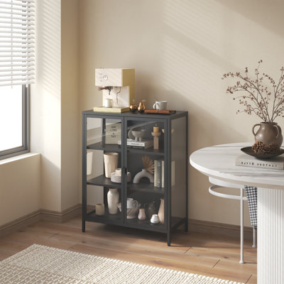 Benzion 39.96-inch Black Two Door Metal Storage Cabinet with Clear Doors