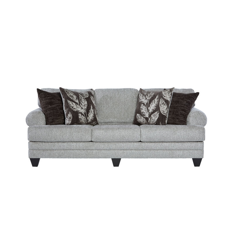 Cannoy Upholstered 93'' Sofa, Light Gray Polyester Blend
