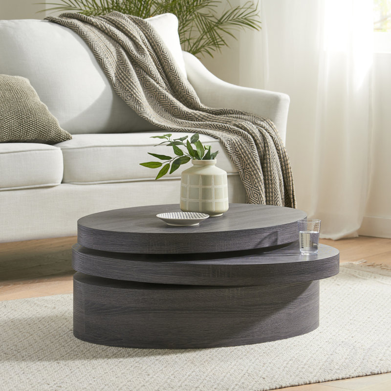 TABLE BASSE MODERNE ROTATIF - Noir mat, Table