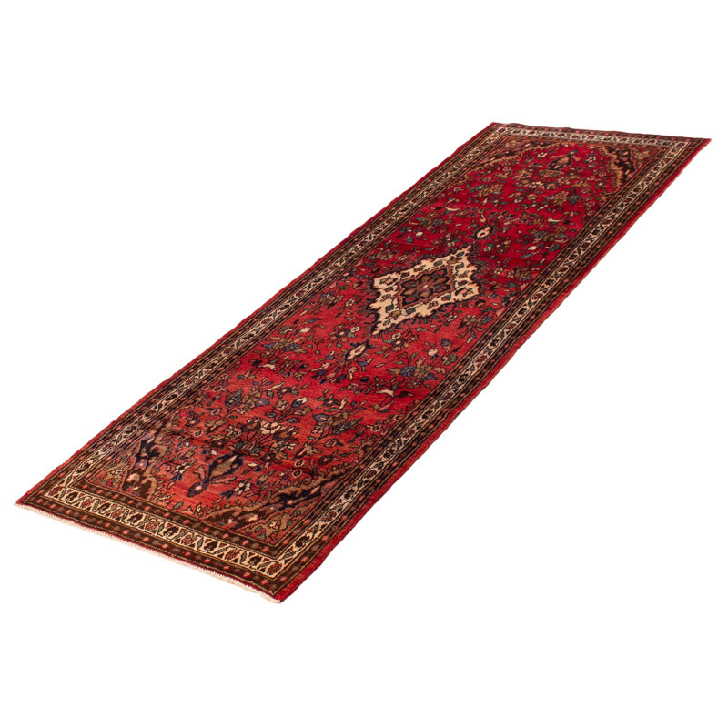 Tapis rouge unique noué à la main 3 pi 7 po x 10 pi 11 po One Of Kind