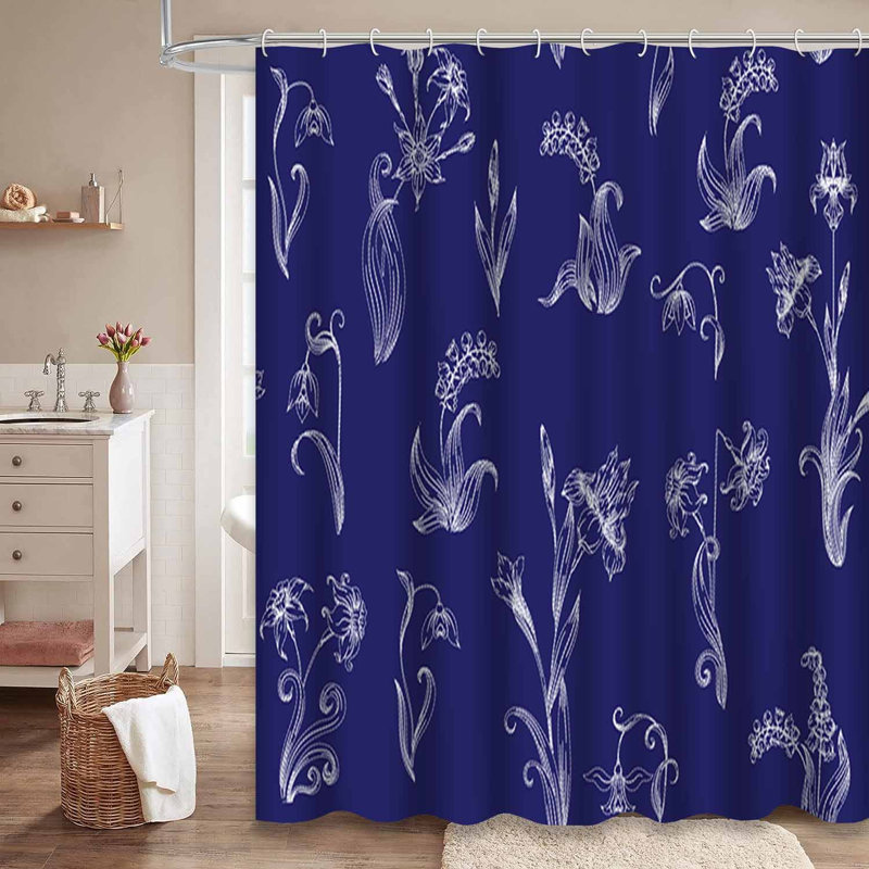 Rideau de douche traditionnel japonais avec 12 crochets, L 72 po x l 84 po
