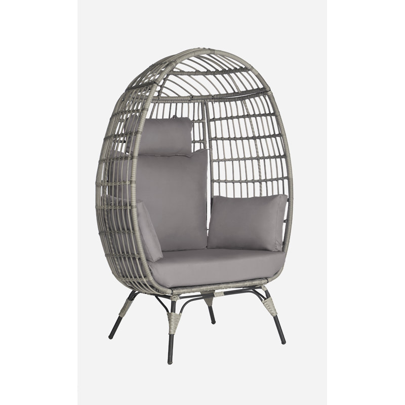 Chaise longue d'extérieur en osier, Gris clair, Brun