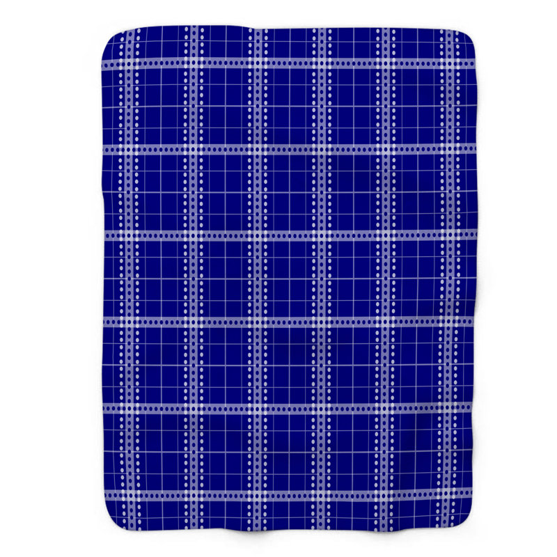 Motif écossais bleu marine - couverture Sherpa de qualité supérieure 1 pièce, L 60 po x L 80 po