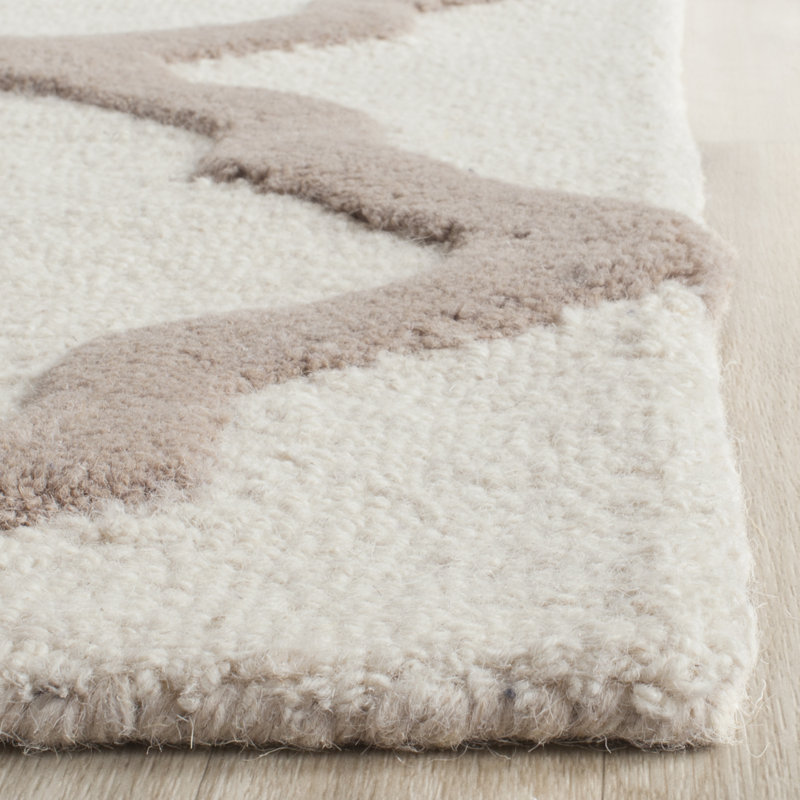 Tapis en laine touffeté à la main Cannen, Ivoire/beige, Carré 10 pi