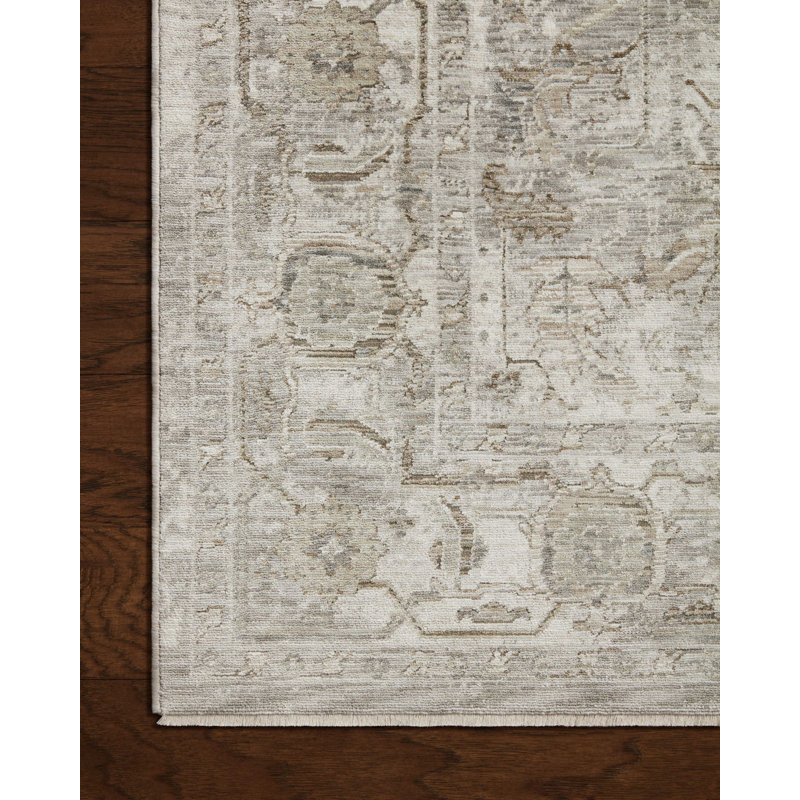 Tapis gris / taupe Amber Lewis x Loloi Honora, Carré 1 pi 6 po