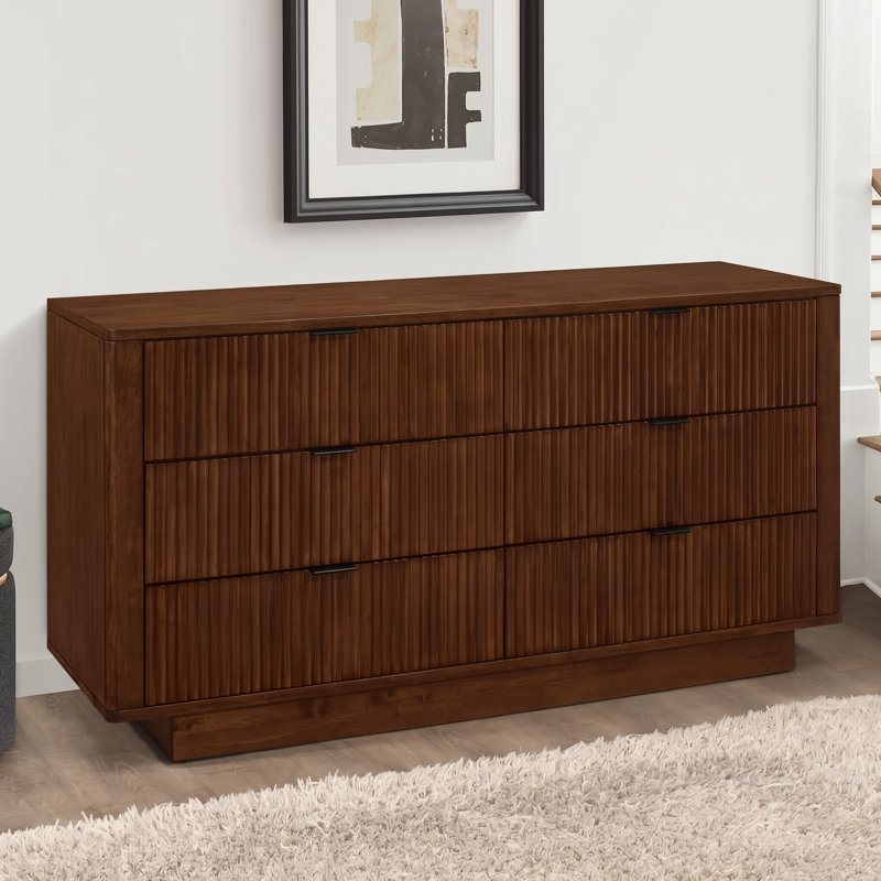 Commode en bois massif à 6 tiroirs 55,9 po Azana
