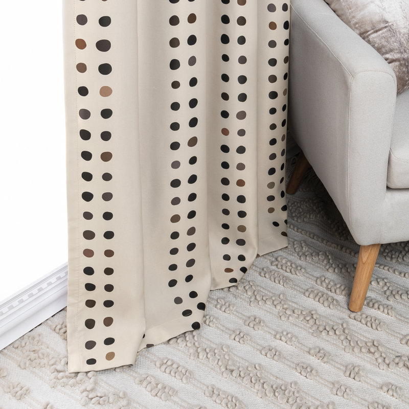 Brayshaun Polyester Room Darkening Curtain Pair, Beige