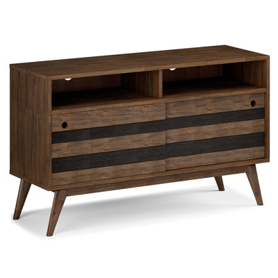 Meuble télé de style moderne Mid-Century pour téléviseur de 60 po ou moins avec portes coulissantes Clarkson