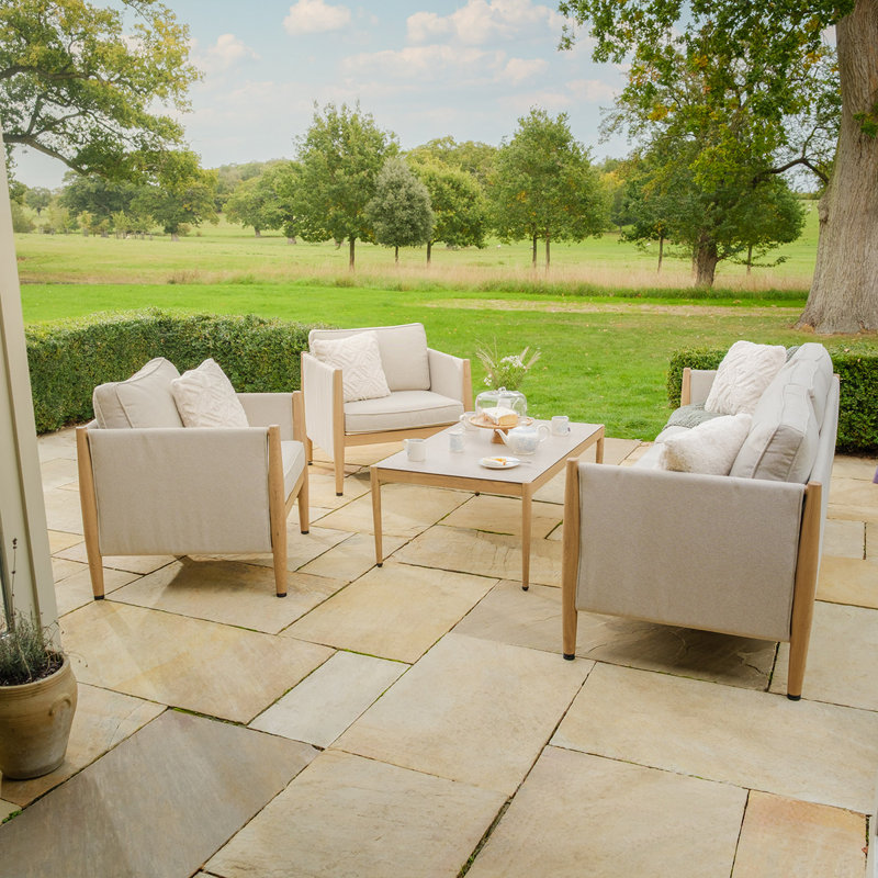 Burford 3 Seat  Sofa Set - With Seasonsure Cushions - Almond