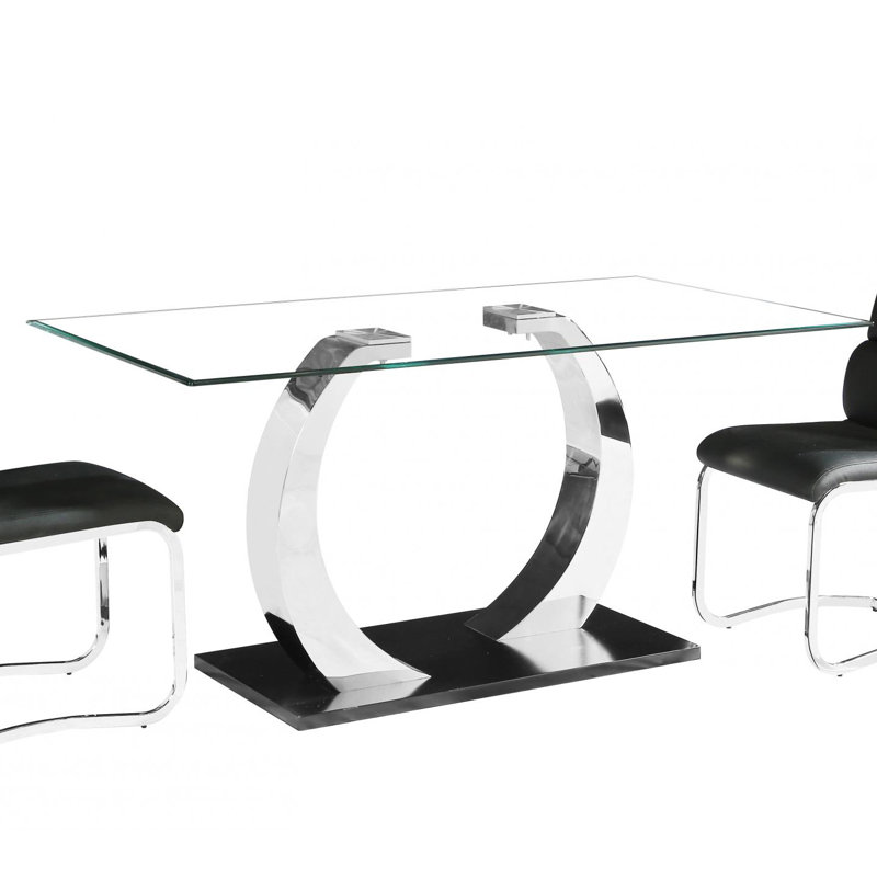 Marchelle Rectangular Glass Top Dining Table