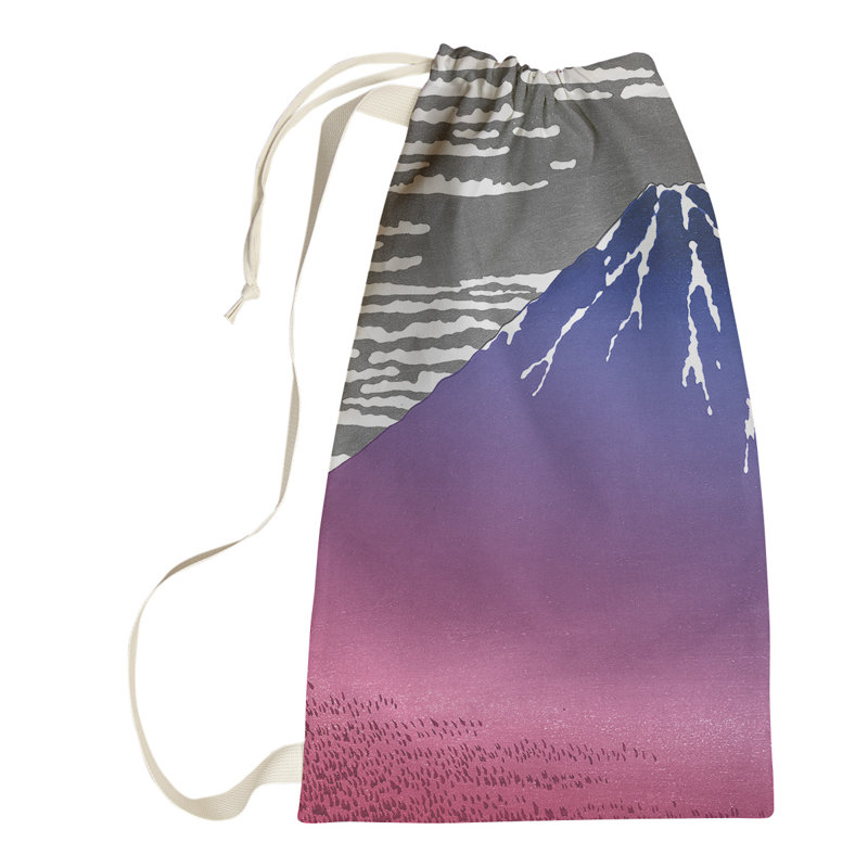 Sac à linge fin vent Katsushika Hokusai, Petit (H 64 po x l 20 po x P 1,5 po), Rose / Bleu