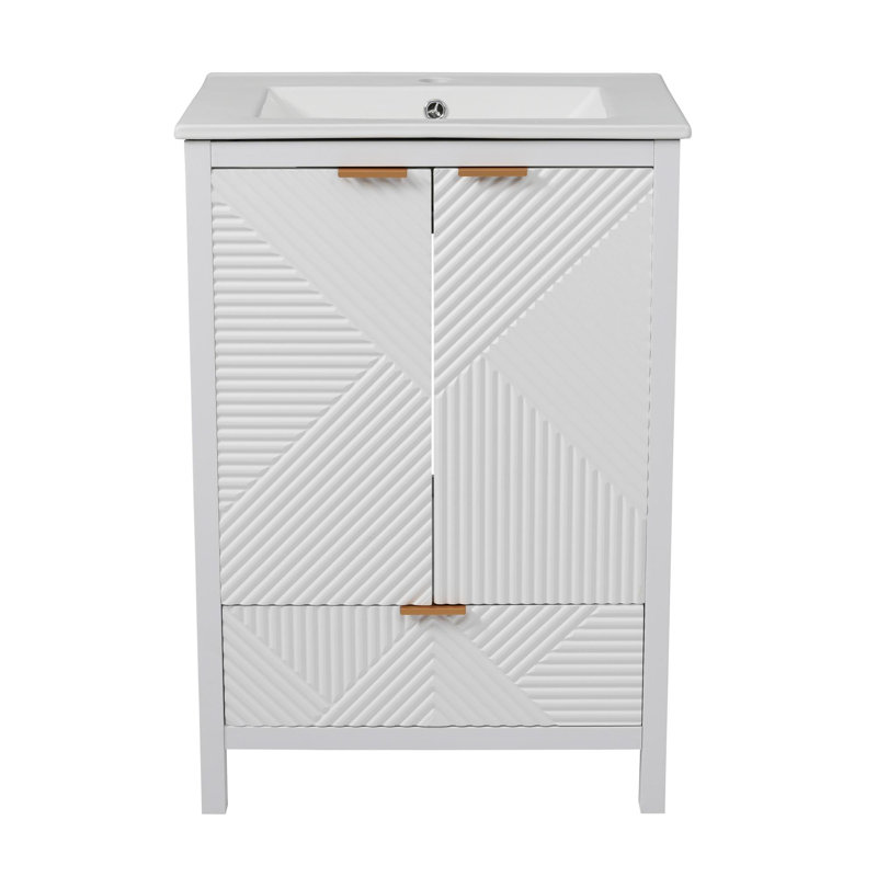 Meuble-lavabo 24 po avec lavabo en céramique, Blanc
