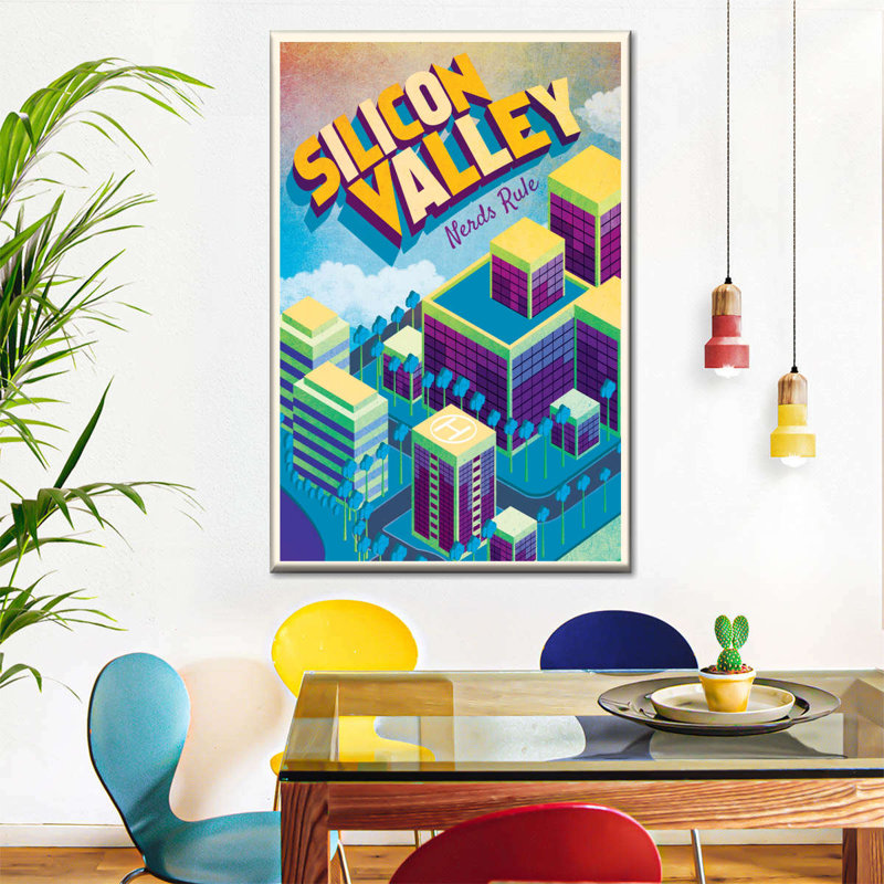 «Silicon Valley» sur toile, H 48 po x l 32 po x P 1,25 po