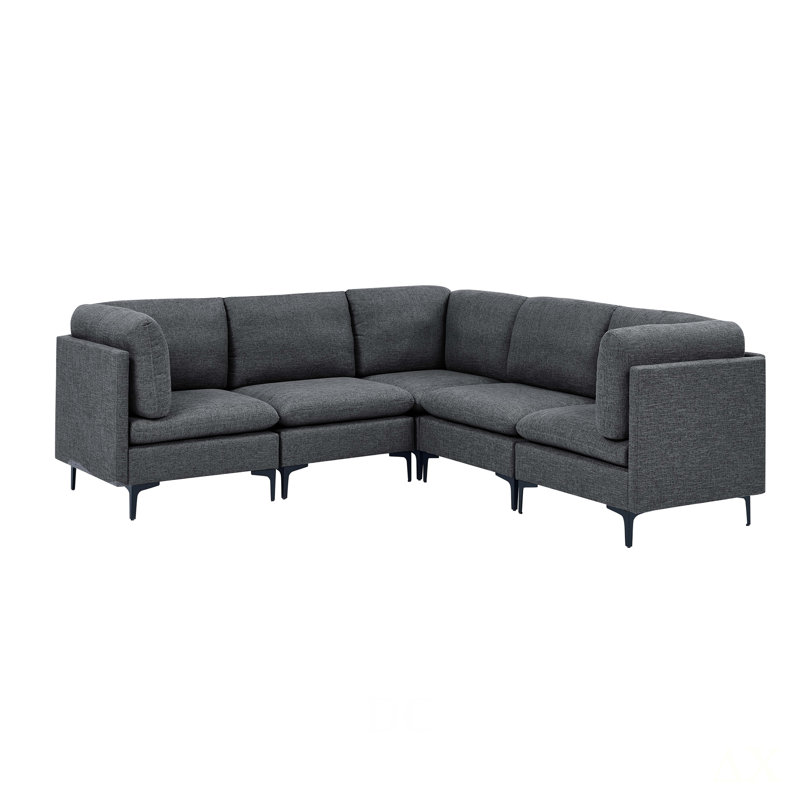 Canapé modulaire en lin rembourré avec pieds en métal, Dark Grey