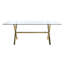 Table de salle à manger Beverly en verre moderne avec pattes en X en métal doré – Table de salle à manger rectangulaire contemporaine-1820448056