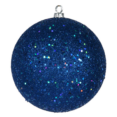 Lavish Blue Shatterproof Holographic Glitter Christmas Ball Ornament 6" (150mm)