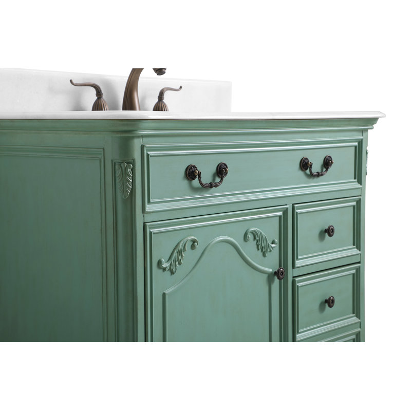 Ensemble de meuble-lavabo simple 36 po Angelique, Menthe rétro, Blanc pur