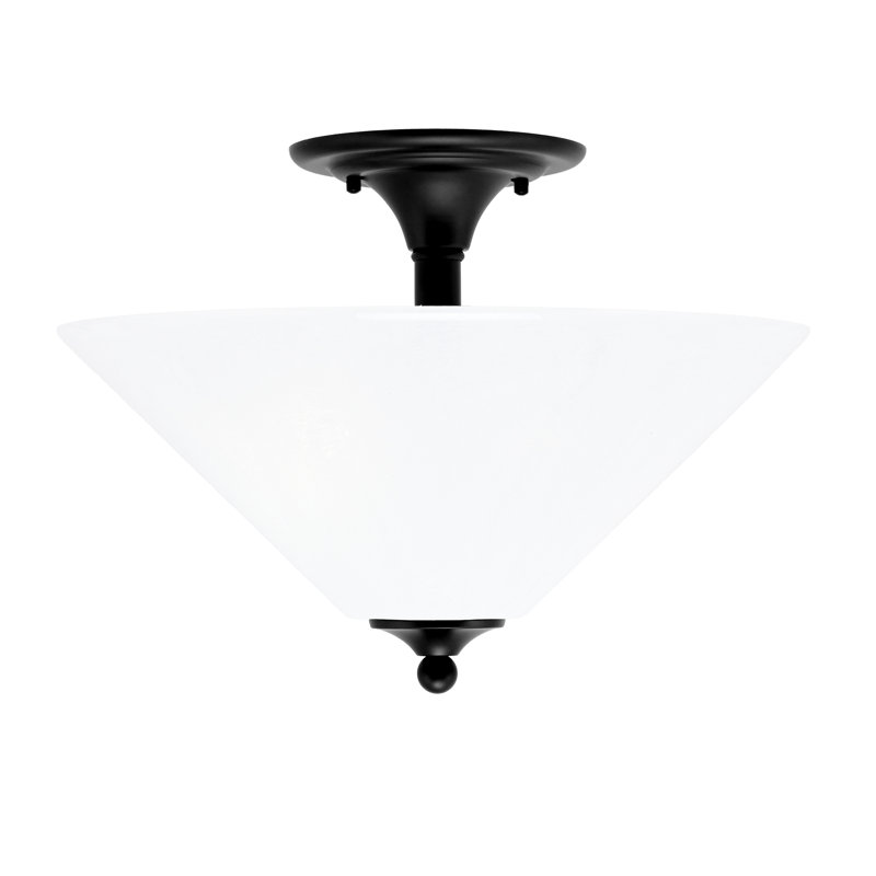 Mannheim Semi-Flush 2 Bulbs With Glass, Matte Black, White Marble