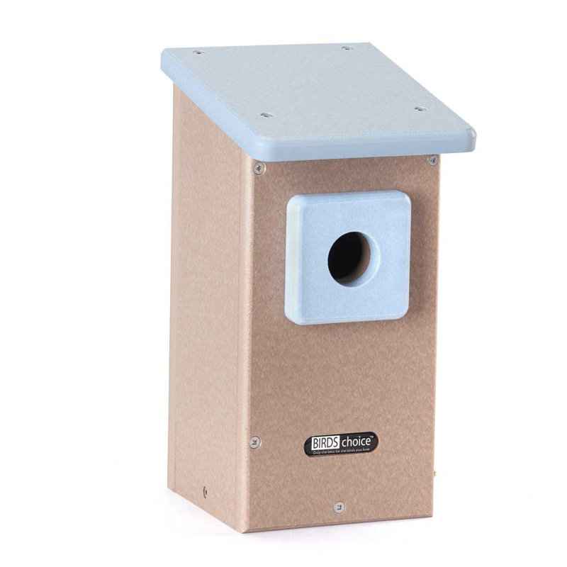 Taupe and Green Recycled Plastic Bluebird House with 1.5" Entrance
