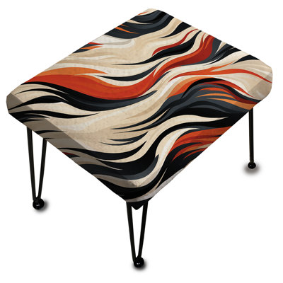 Repose-pieds rectangulaire ésotérique orange et beige