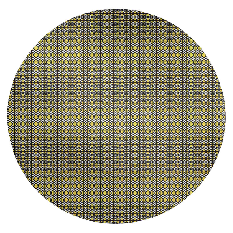 Tapis jaune classic diamants area, Rond 5 pi