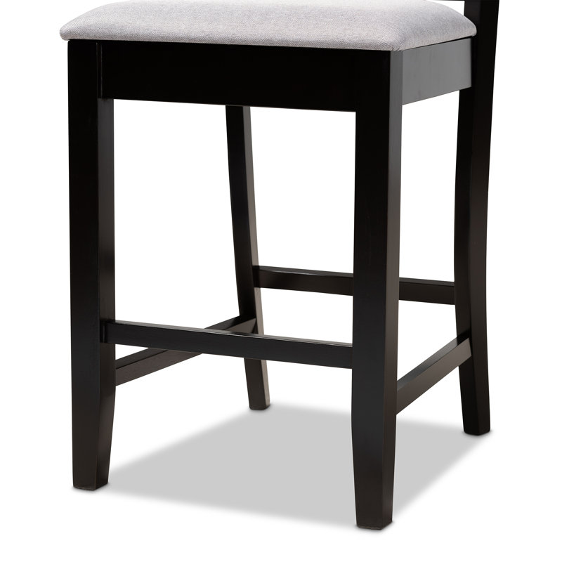 Upholstered Counter Stool with Solid Wood Frame, Grey