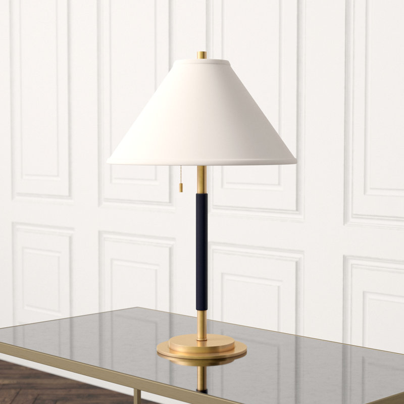 Ralph Lauren Garner 2 Light Standard Table Lamp, Natural Brass/Navy