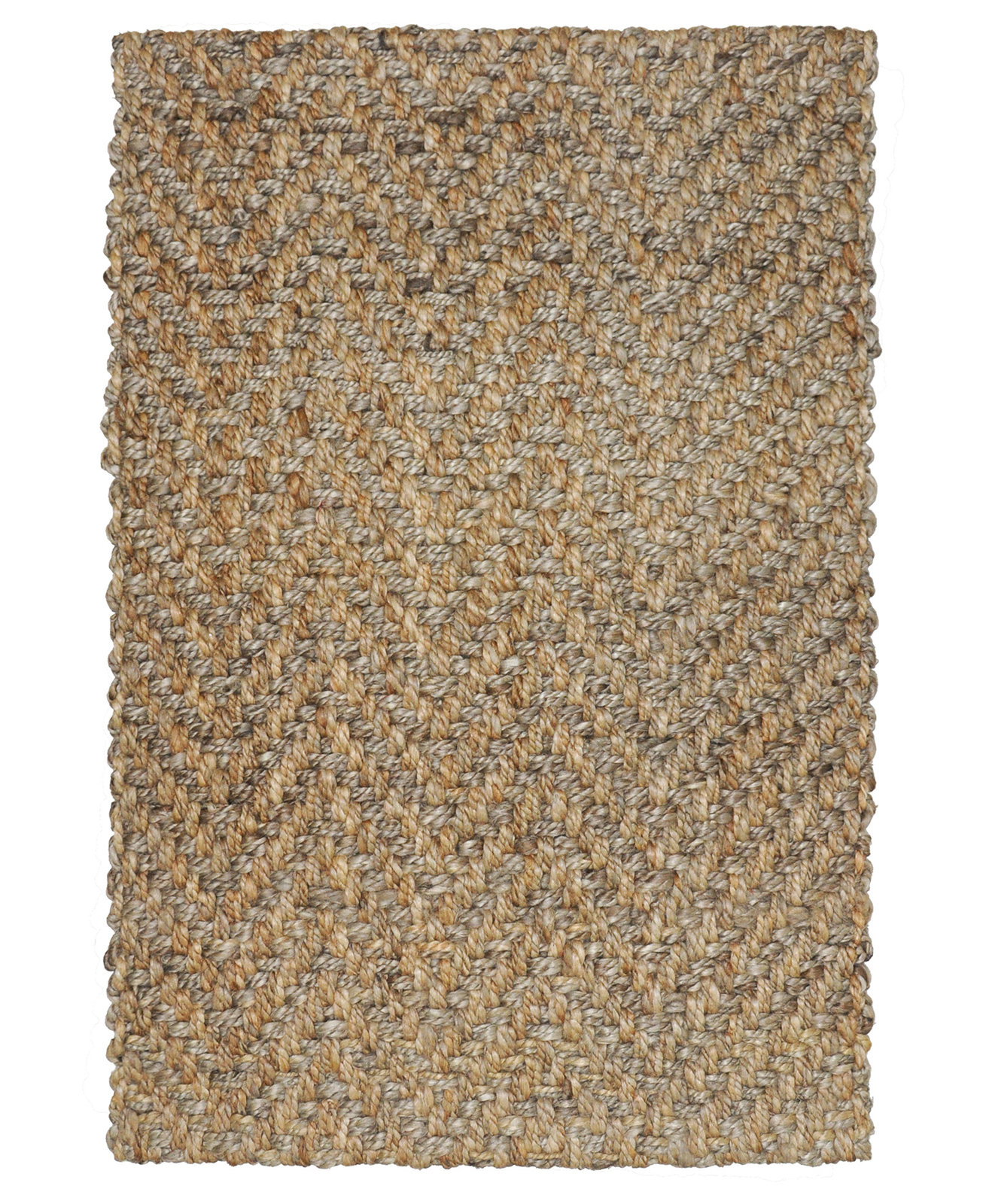 Jiona Brown Hand-Woven Chevron Jute Rug, Rectangle 2' x 3'